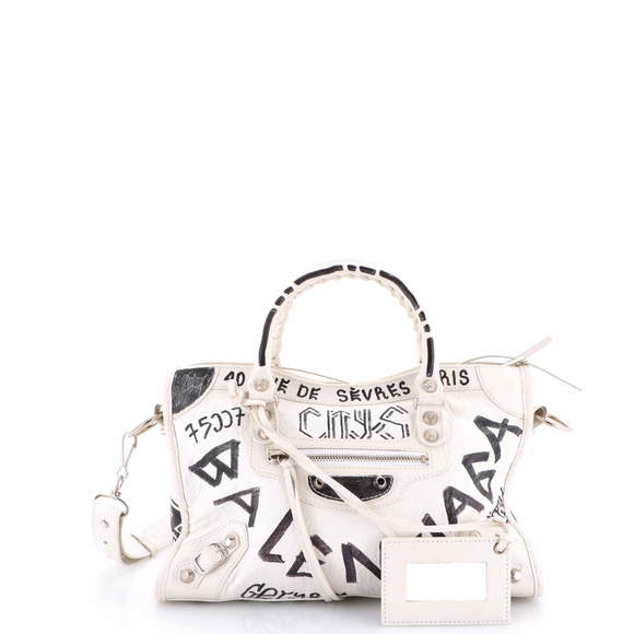 Balenciaga Small City Graffiti Classic Studs Bag Leather - Picture 1 of 5